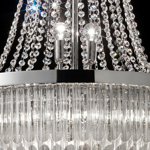 "Bella" lustre en cristal de Murano - 8 lumières - transparent et chrome