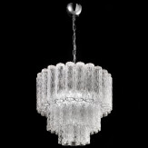 "Tronchi" Murano glass chandelier - 7 lights - transparent and chrome