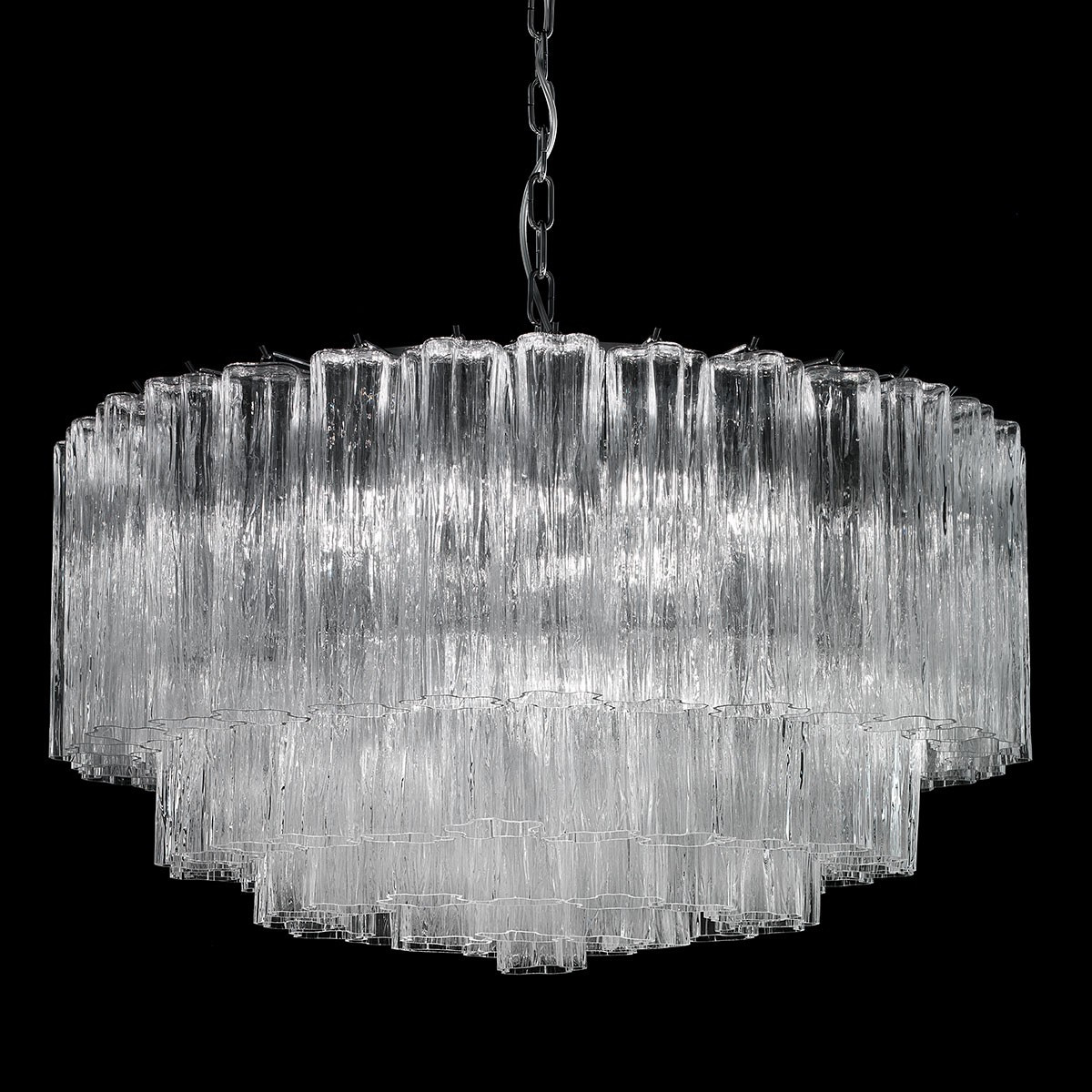 "Holly" Murano glass chandelier - 6 lights - transparent and chrome