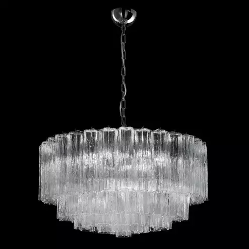 "Holly" Murano glass chandelier - 6 lights - transparent and chrome