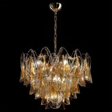 "Janet" lustre en cristal de Murano - 7 lumières - ambre et or