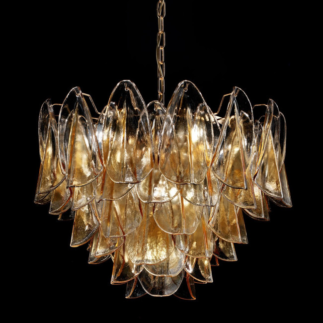 "Janet" lustre en cristal de Murano - 7 lumières - ambre et or