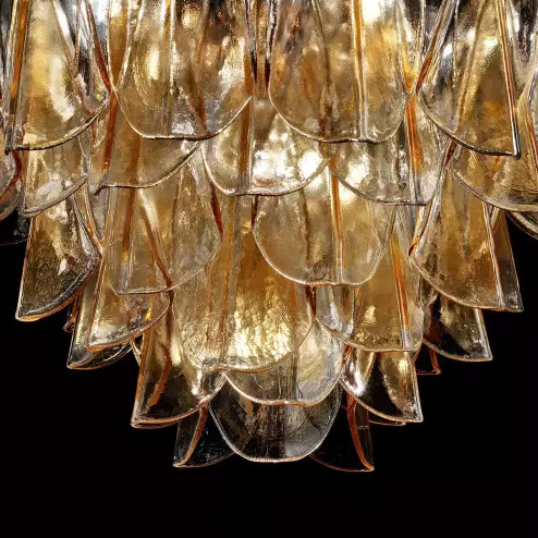 "Janet" Murano glass chandelier - 7 lights - amber and gold