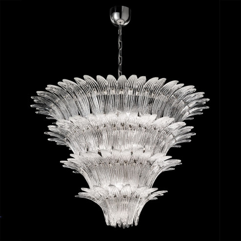 "Casablanca" lampara de araña de Murano - 12 luces - transparent y cromo