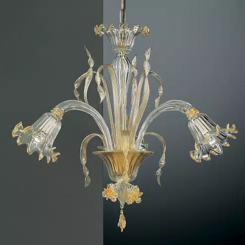 Mori 3 luces lampara de Murano - color transparente oro