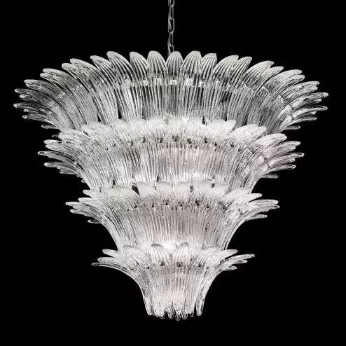 "Casablanca" lampara de araña de Murano - 12 luces - transparent y cromo
