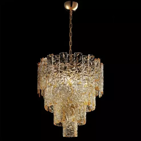"Heather" Murano glass chandelier - 5 lights - amber and gold