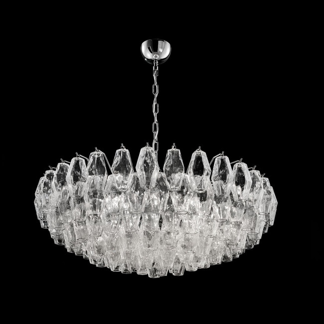 "Henrietta" lustre en cristal de Murano - 9 lumières - transparent et chrome