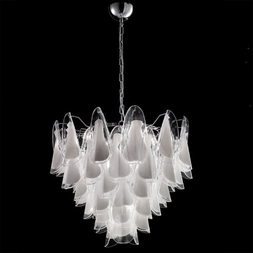 "Lauryn" Murano glass chandelier - 7 lights - white and chrome