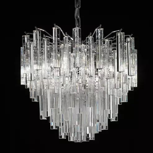 "Joy" lampara de araña de Murano - 4 luces - transparente y cromo