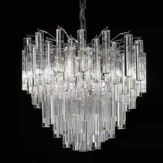 "Joy" Murano glass chandelier - 4 lights - transparent and chrome
