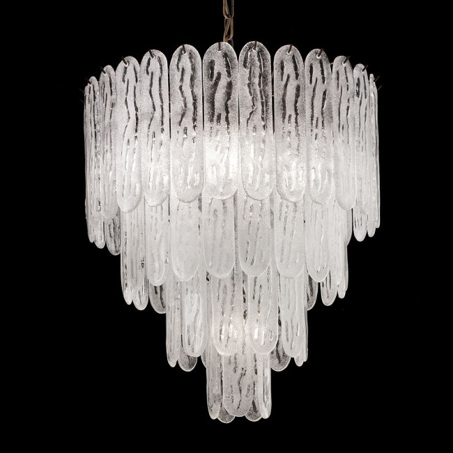 "Ivie" lustre en cristal de Murano - 5 lumières - blanc et bronze