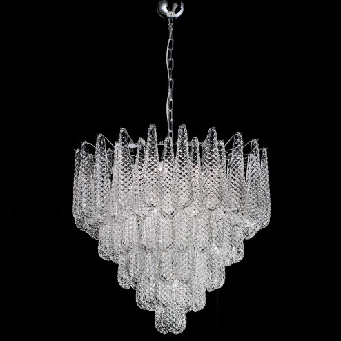 "Zoey" Murano glass chandelier - 10 lights - transparent and chrome