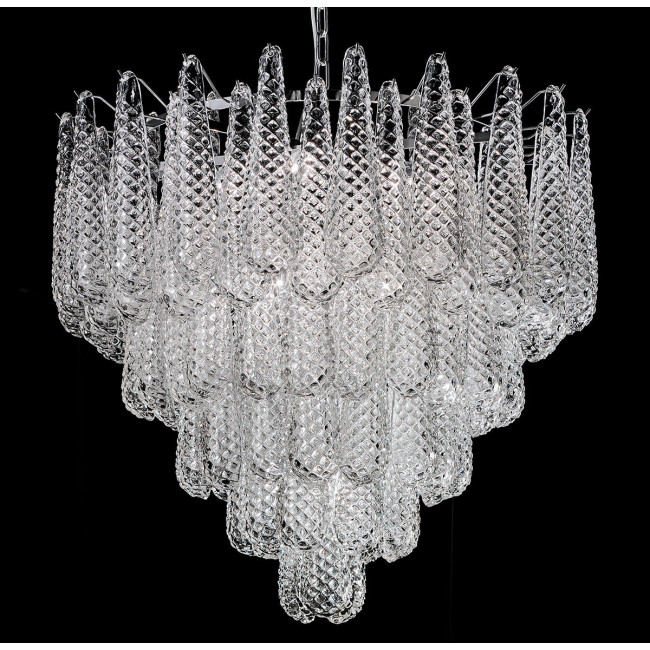 "Zoey" lustre en cristal de Murano - 10 lumières - transparent et chrome