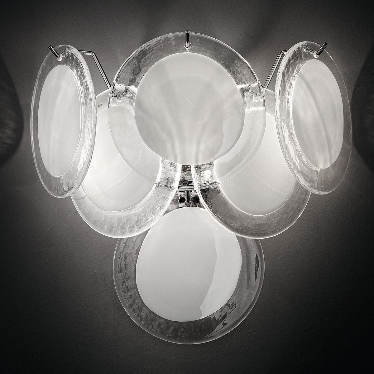 "Globo" applique en verre de Murano - 2 lumières - blanc et chrome