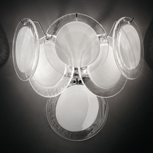 "Globo" Murano glass sconce - 2 lights - white and chrome