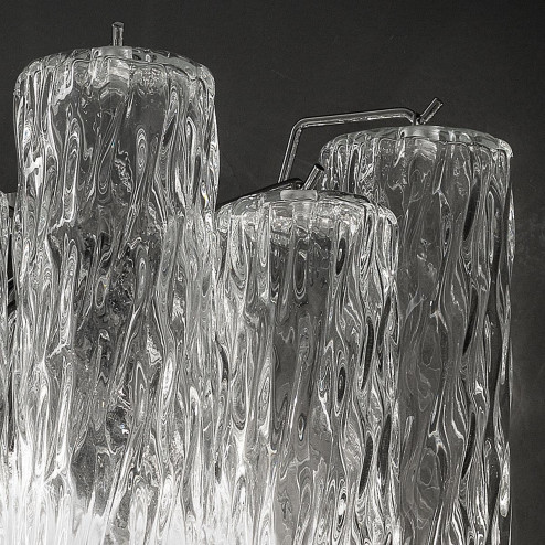 "Tronchi" Murano glass sconce - 2 lights - transparent and chrome