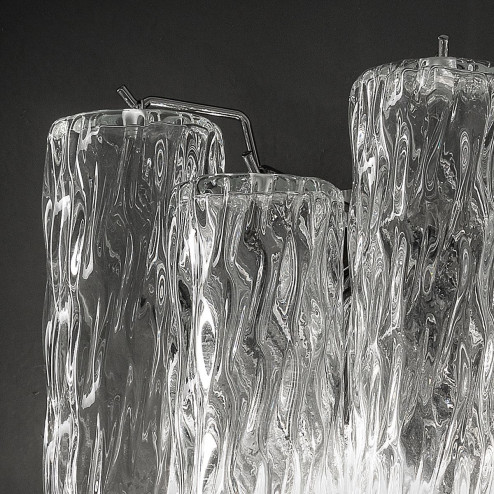 "Tronchi" applique en verre de Murano - 2 lumières - transparent et chrome