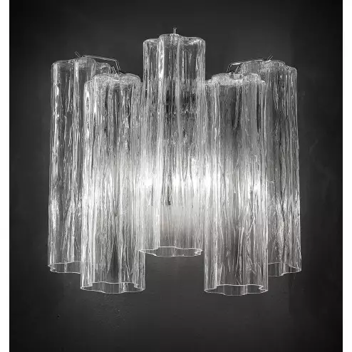 "Holly" Murano glass sconce - 2 lights - transparent and chrome
