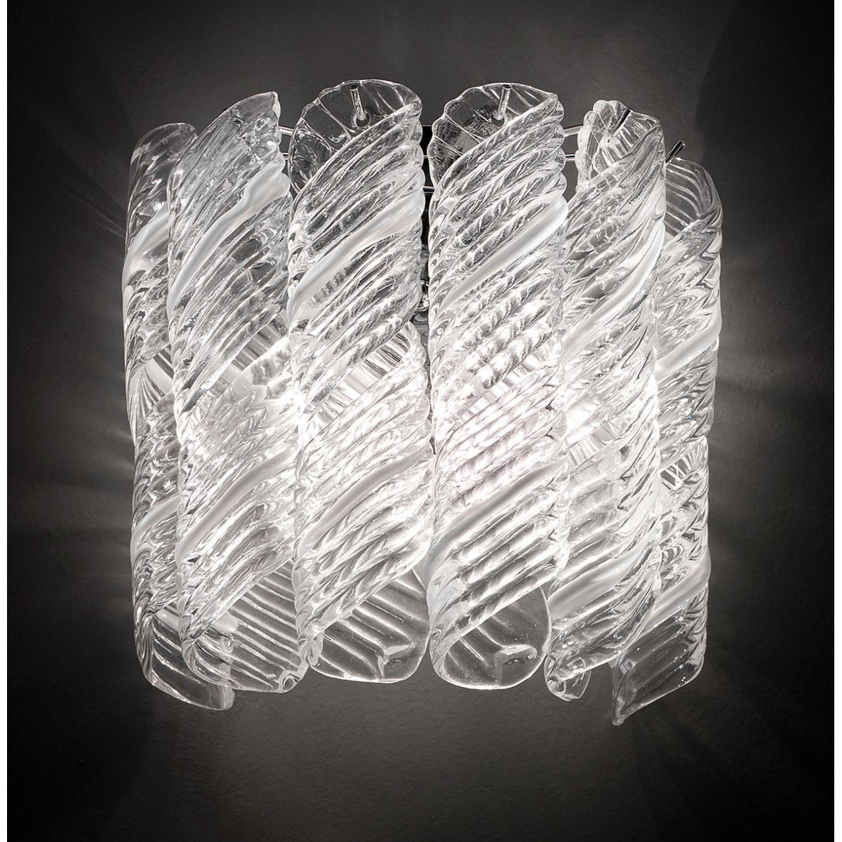 "Shirley" Murano glass sconce - 2 lights - white and chrome