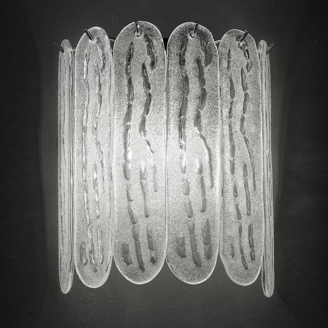 "Ivie" Murano glass sconce - 2 lights - white and bronze