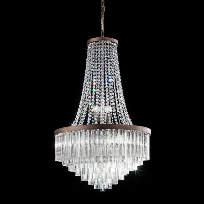 "Sophia" Murano glass chandelier - 8 lights - transparent and bronze