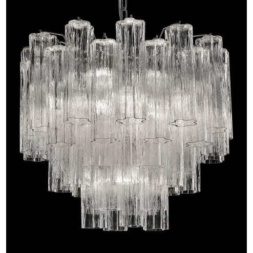 "Holly" grand lustre Murano - 7 lumières - transparent et chrome