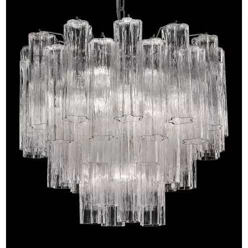 "Holly" large Murano glass chandelier - 7 lights - transparent and chrome