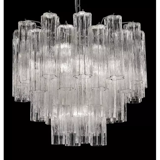 "Holly" large Murano glass chandelier - 7 lights - transparent and chrome
