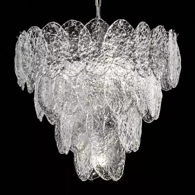 "Telma" Murano glass chandelier - 4 lights - transparent and chrome
