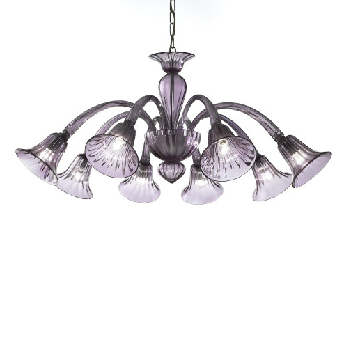 Giusto 8 lights Murano chandelier - amethyst color