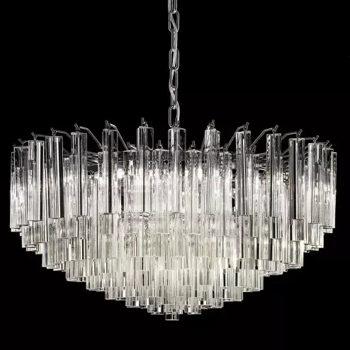 "Regina" Murano glass chandelier - 9 lights - transparent and chrome