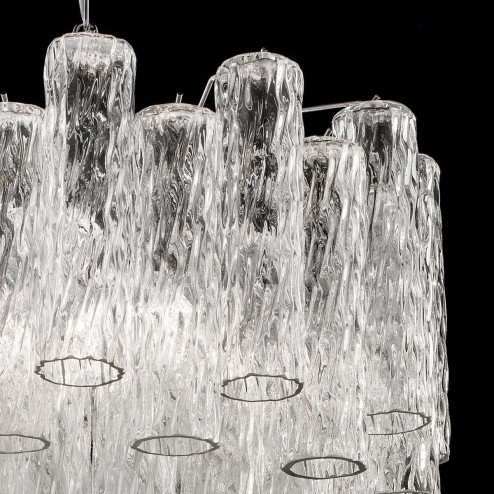 "Tronchi" grand lustre Murano - 7 lumières - transparent et chrome