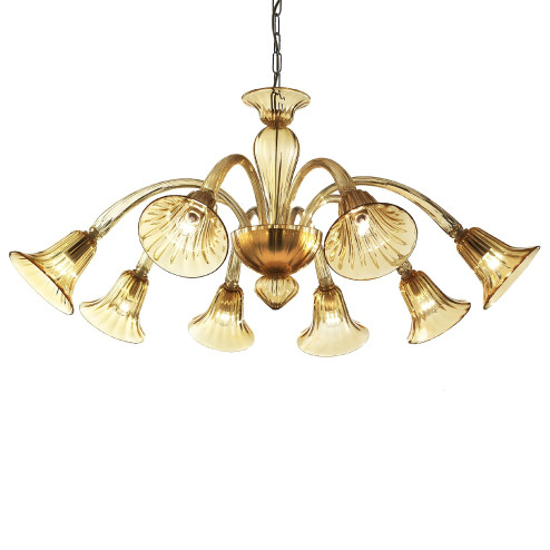 Giusto 8 lights Murano chandelier - amber color
