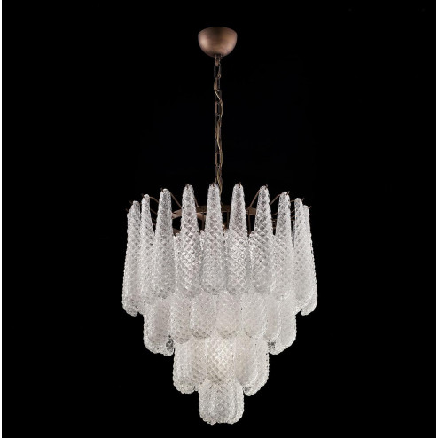 "Louise" Murano glass chandelier - 5 lights - white and bronze