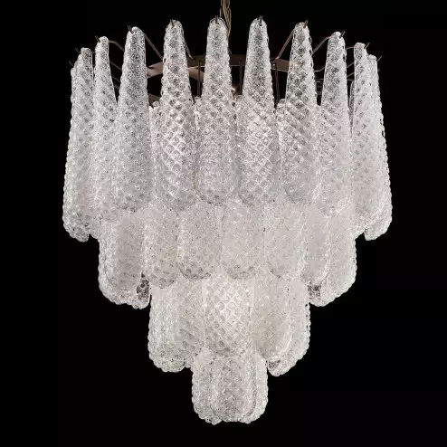 "Louise" Murano glass chandelier - 5 lights - white and bronze