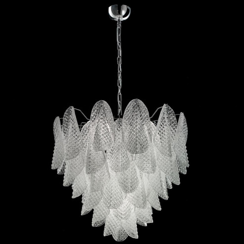 "Rita" lampara de araña de Murano - 7 luces - blanco y cromo