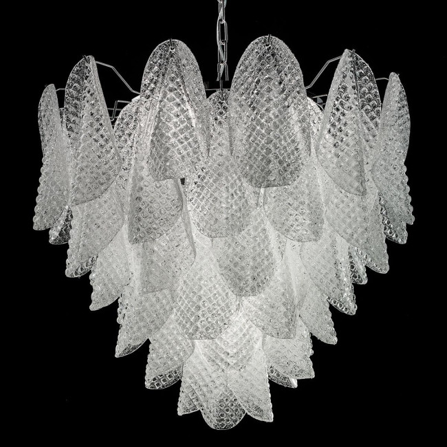 "Rita" Murano glass chandelier - 7 lights - white and chrome