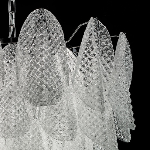 "Rita" lustre en cristal de Murano - 7 lumières - blanc et chrome