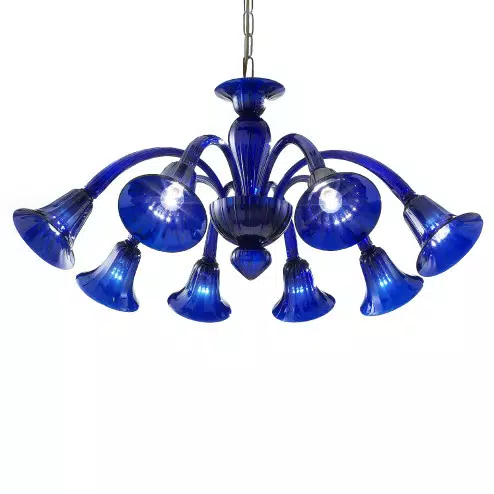 Giusto 8 lights Murano chandelier - blue color