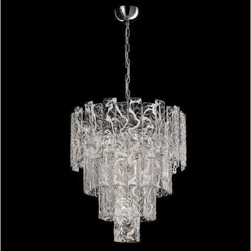 "Scarlett" Murano glass chandelier - 5 lights - white and chrome