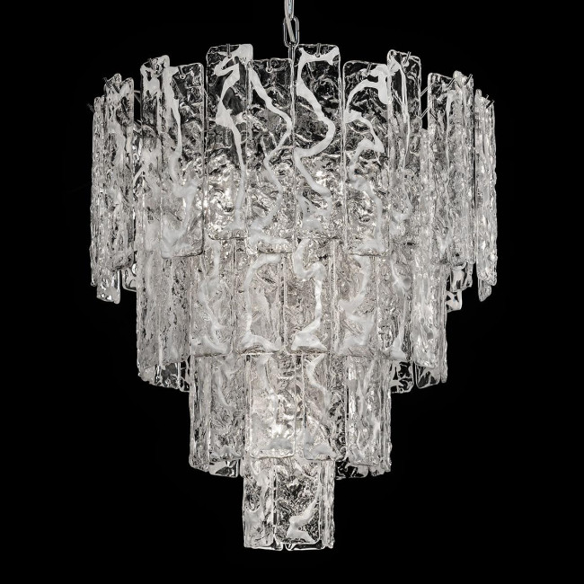 "Scarlett" lustre en cristal de Murano - 5 lumières - blanc et chrome