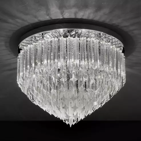 "Harmony" lampara de techo de Murano - 6 luces - transparente y cromo