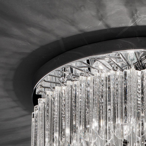 "Harmony" Murano glass ceiling light - 6 lights - transparent and chrome