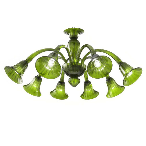 Giusto 8 lights Murano chandelier - green color