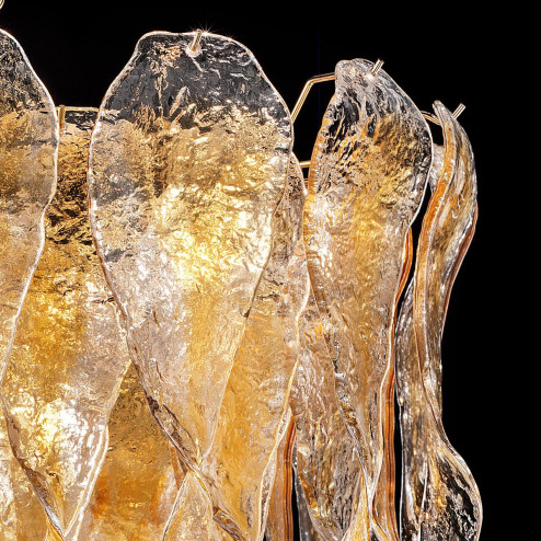 "Karin" Murano glass chandelier - 7 lights - amber and 24K gold