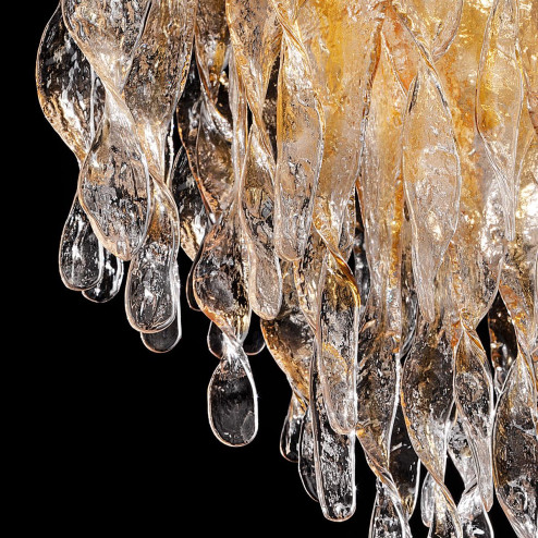 "Karin" Murano glass chandelier - 7 lights - amber and 24K gold