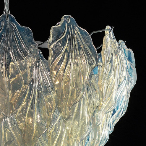 "Zyra" lustre en cristal de Murano - 7 lumières - opale et chrome