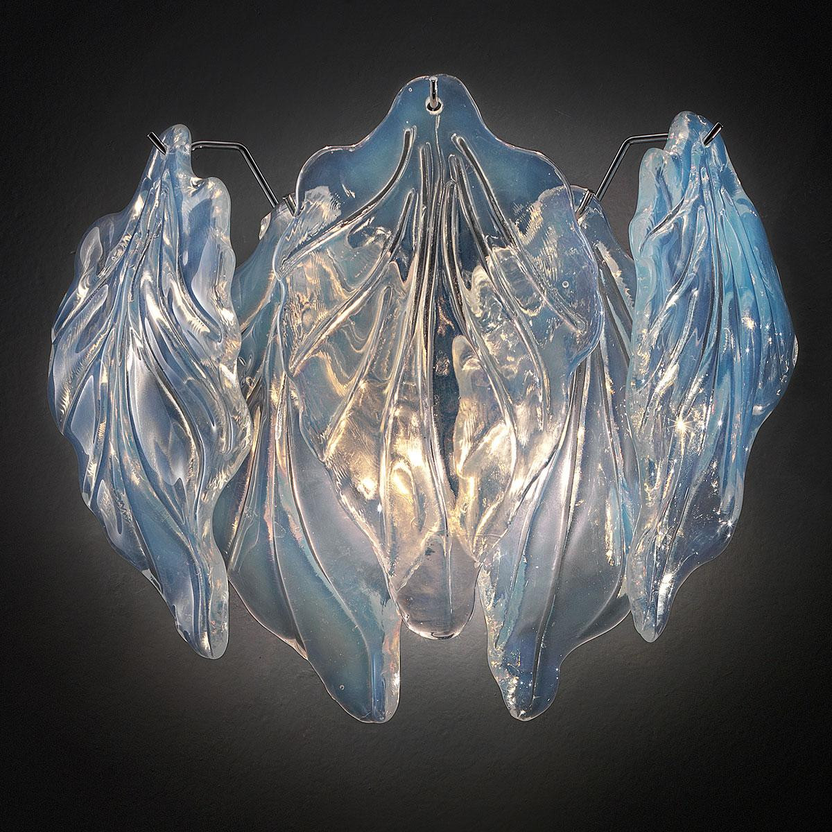 "Zyra" Murano glass sconce - 2 lights - opal and chrome