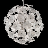 "Lotus" lampara de araña de Murano - 6 luces - blanco y niquel 